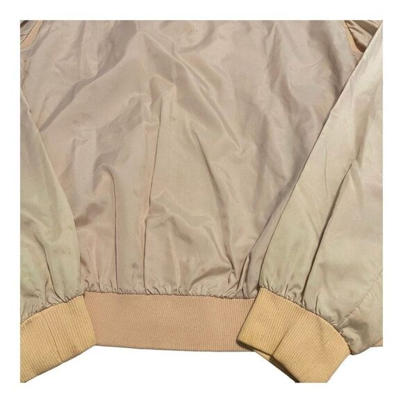 Izod Bomber Jacket Tan Cream Vintage Lacoste Mens Medium Beige Retro Mr Rogers - Picture 8 of 8